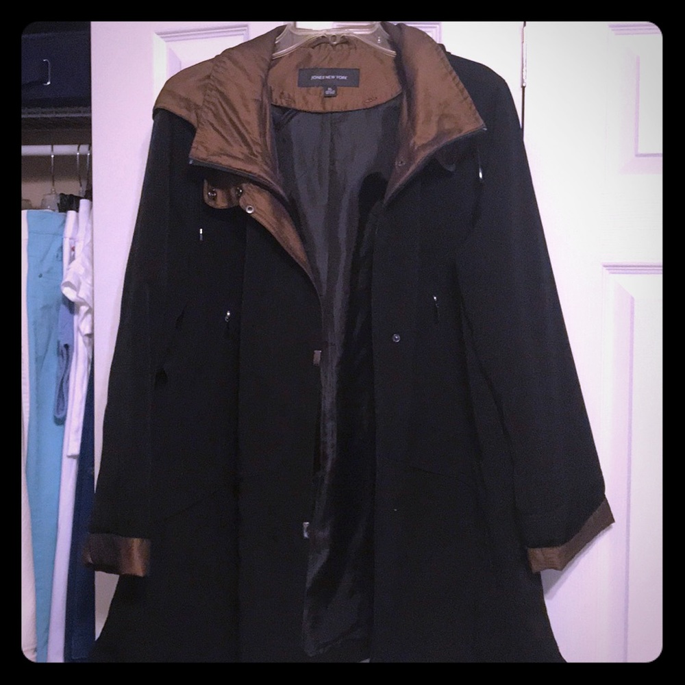 Black with bronze trim coat